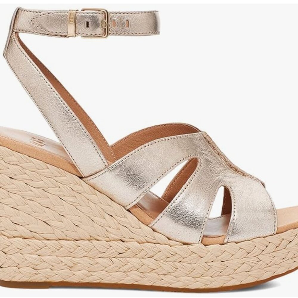 BRAND NEW UGG careena platform sandal in gold metallic, size 8 - Picture 6 of 11